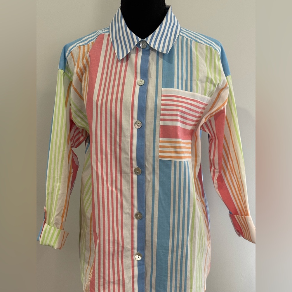 Ruby Rd PM Colorful Striped Button-Up Shirt 806 - Picture 2 of 8